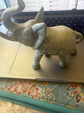 Metal Elephant Statue 5" X 5" Trunk up good luck paper weight figure