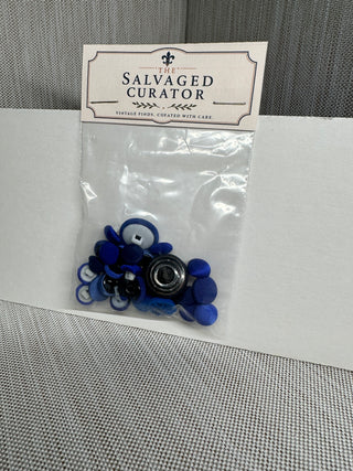 Assorted Blue Fabric-Covered Shank Buttons