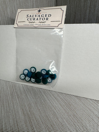 Assorted Teal Fabric-Covered Shank Buttons
