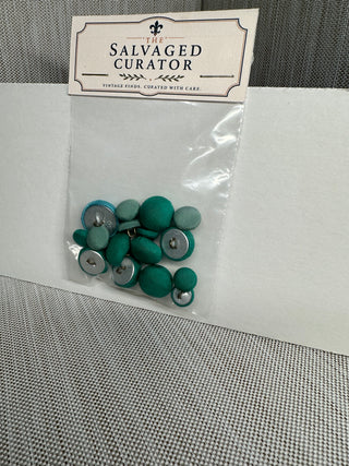 Assorted Green Fabric-Covered Shank Buttons