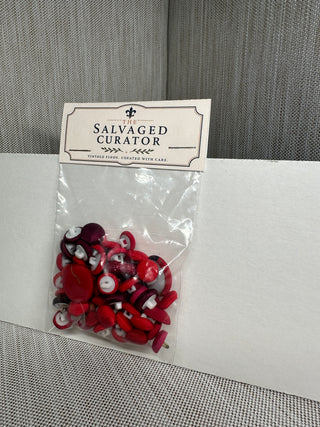 Assorted Red Fabric-Covered Shank Buttons