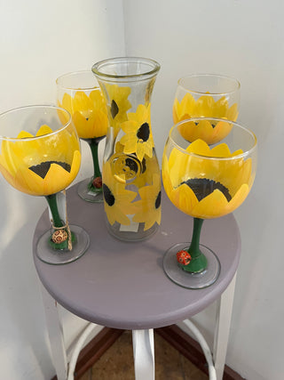 Wine glasses with carafe