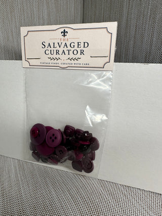 Vintage Plum & Burgundy Mixed Buttons Lot
