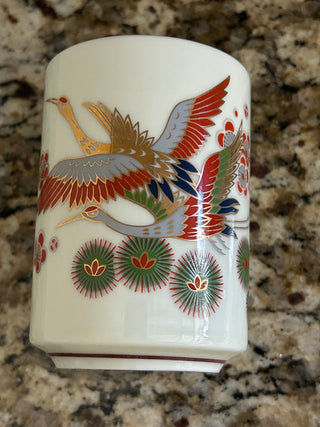 Vintage Japanese Teacups with Flying Cranes, Set of 2