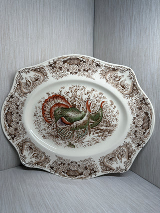 Johnson Brothers Wild Turkeys Windsor Ware Oval Platter 13.5"