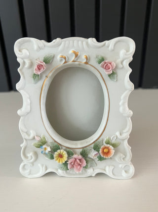 Antique porcelain floral mini frame