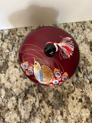 Japanese  Ted Lacquered Trinket Box with Lid