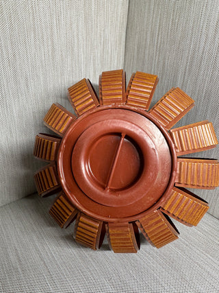 Metal Corrugated Pumpkin Candle Holder Fall Harvest Centerpiece 8.5"
