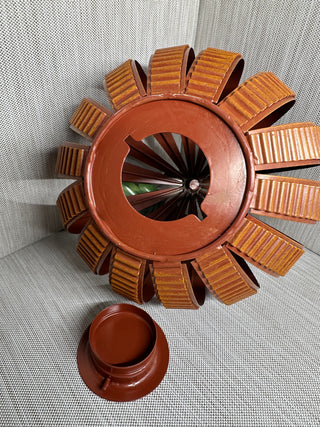 Metal Corrugated Pumpkin Candle Holder Fall Harvest Centerpiece 8.5"