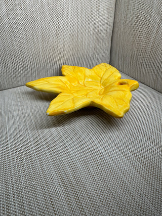 Dennis East Yellow Ceramic Maple Leaf Hanging Dish Decor 4.75"