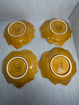 Olfaire Portugal Amber Majolica Leaf Bowls 4701 Set of 4