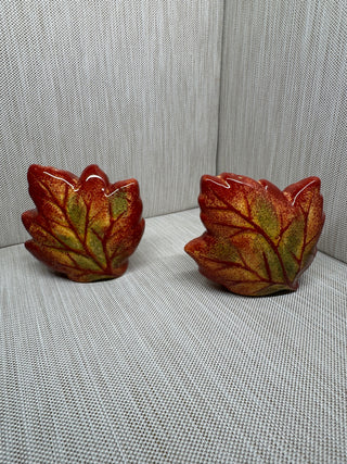 Ceramic Autumn Maple Leaf Salt and Pepper Shakers Set 3.5"