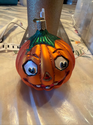 Vintage Old World Christmas Glass Halloween Ornament Jack O' Lantern