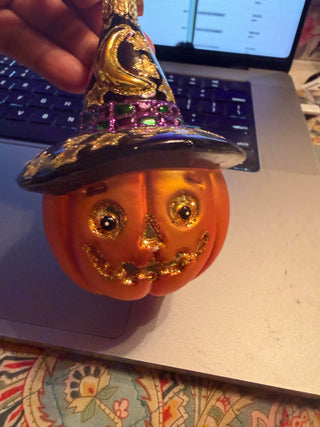 Merck Old World Christmas Halloween Ornament - Jack O' Lantern W/ Witch's Hat VV