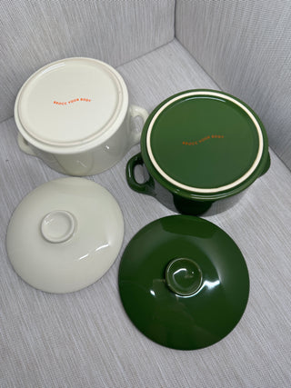 Brocc Your Body Mini Round Ceramic Cocotte Set (2 Bowls, 2 Lids)