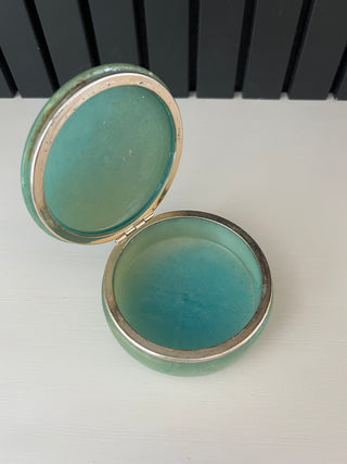 Antique green alabaster trinket box