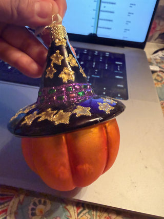 Merck Old World Christmas Halloween Ornament - Jack O' Lantern W/ Witch's Hat VV