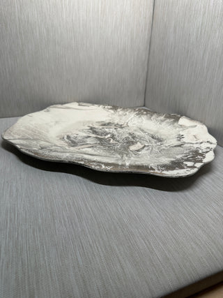 Vintage Sascha Brastoff Surf Ballet Large 18" Black Marbled Ceramic Platter