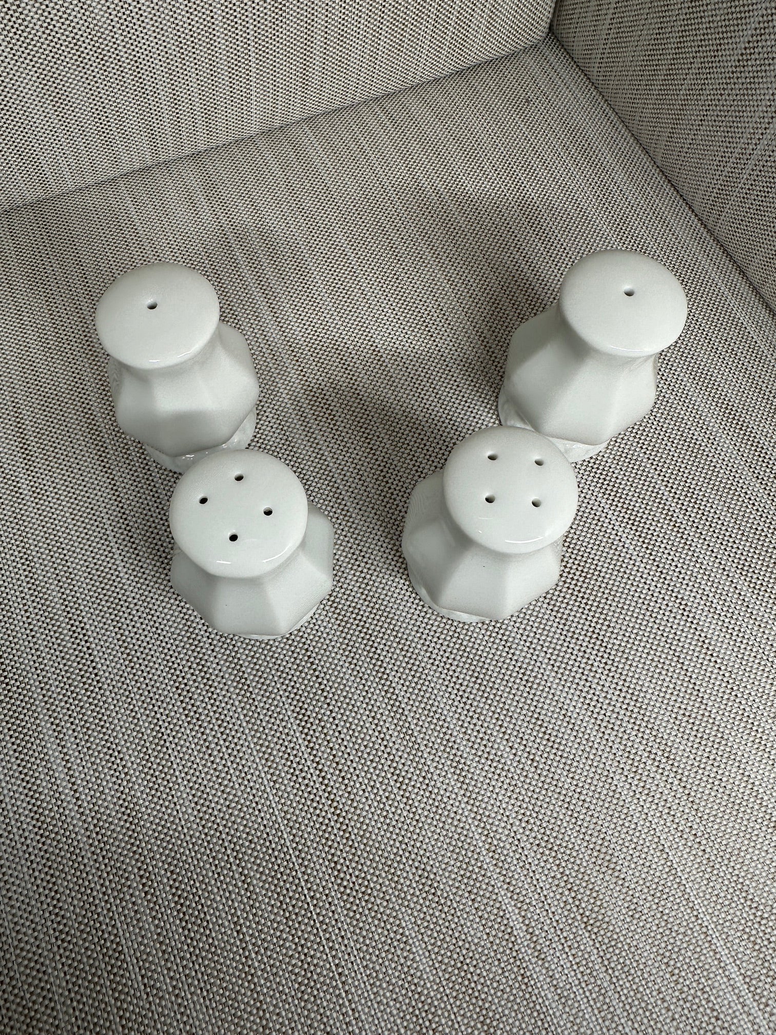 White Ceramic 12-Sided Salt and Pepper Shakers – Bliss Marketplace