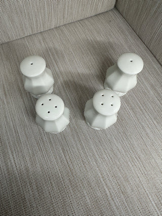 White Ceramic 12-Sided Salt and Pepper Shakers