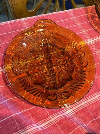 Indiana Glass Amber Killarney Divided Dish AS IS