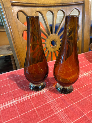 Amber Hand Blown Tear Drop Vase EACH
