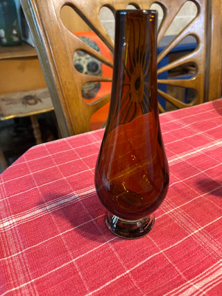 Amber Hand Blown Tear Drop Vase EACH