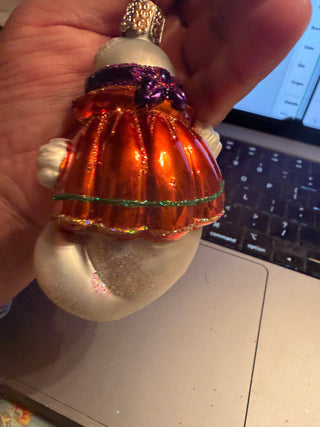 Old World Christmas 4" Glass Ornament Halloween Ghost w/Mask & Cape  2003 VV