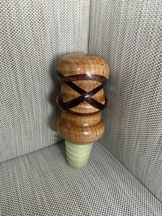 Artisan Inlaid Wooden Wine Stopper - 3.5" Hand-Crafted Barware Gift