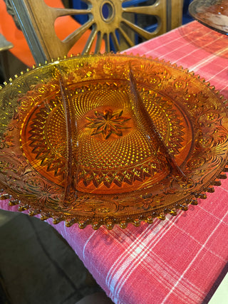 Indiana Glass Amber Tiara Divided Sandwich Platter
