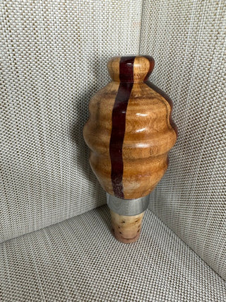 Artisan Inlaid Striped Wooden Wine Bottle Stopper