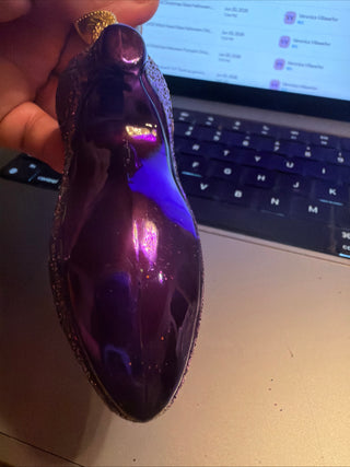 Old World Christmas Glass Blown Glitter Purple Slipper Shoe 4" ORNAMENT VV