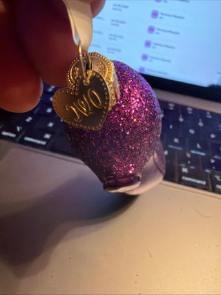 Old World Christmas Glass Blown Glitter Purple Slipper Shoe 4" ORNAMENT VV