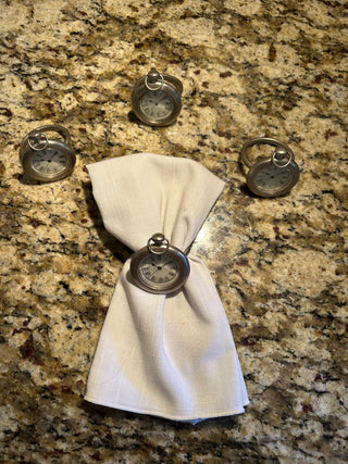 Vintage Pocket Watch Napkin Rings, Set of 6