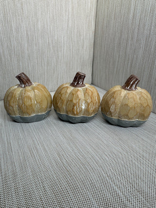 Rustic Resin Mini Pumpkins Table Decor Set - Thankful Grateful Blessed, 3-Pc