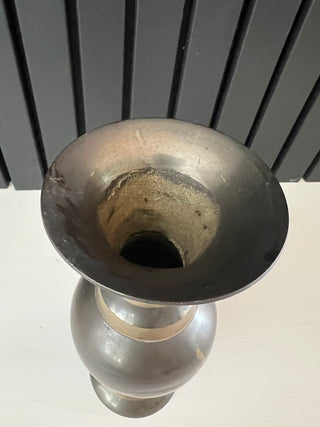 Vintage etched brass vase