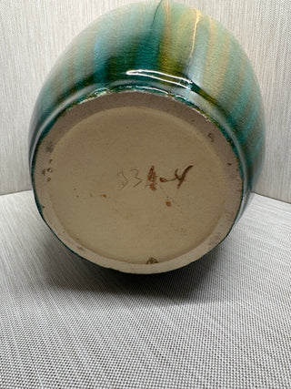 Large Two-Handled Ceramic Drip Glaze Floor Vase with Crackle Finish