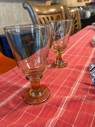 Libbey  Iridescent Amber Splash Glass Goblet EACH