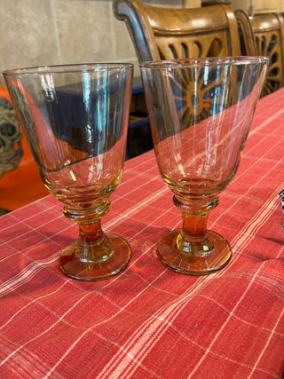 Libbey  Iridescent Amber Splash Glass Goblet EACH