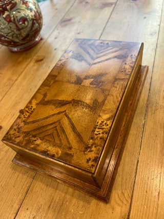 Vtg. Inlaid Wood Jewelry Box