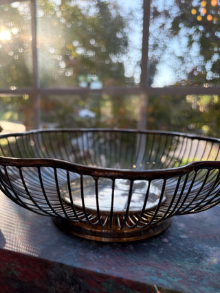 Vintage Silver-Plated Scalloped Wire Basket