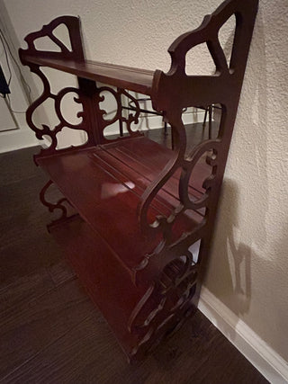 Vintage Mahogany 3-Tiered, Mirror Back Shelf