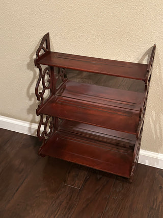 Vintage Mahogany 3-Tiered, Mirror Back Shelf