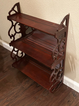 Vintage Mahogany 3-Tiered, Mirror Back Shelf