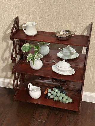 Vintage Mahogany 3-Tiered, Mirror Back Shelf