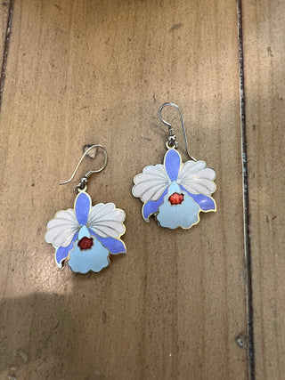 80s Enameled Orchid Earrings