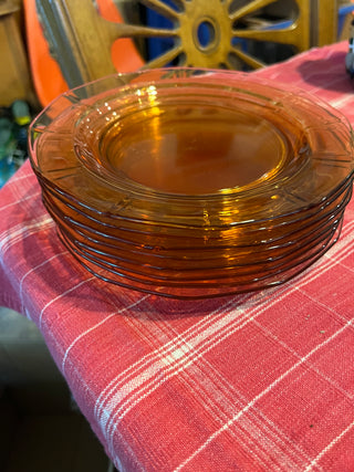VTG Amber Depression Glass 7.5" Plate EACH