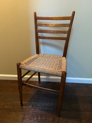 Vintage Ladder Back Side Chair with Woven Seat
