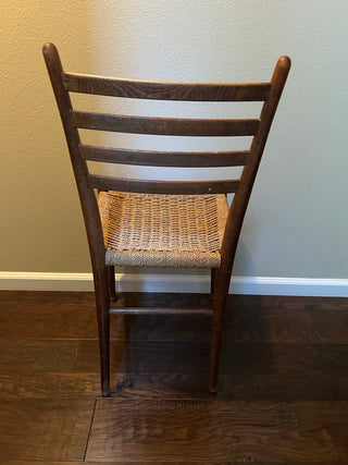 Vintage Ladder Back Side Chair with Woven Seat