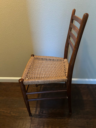 Vintage Ladder Back Side Chair with Woven Seat